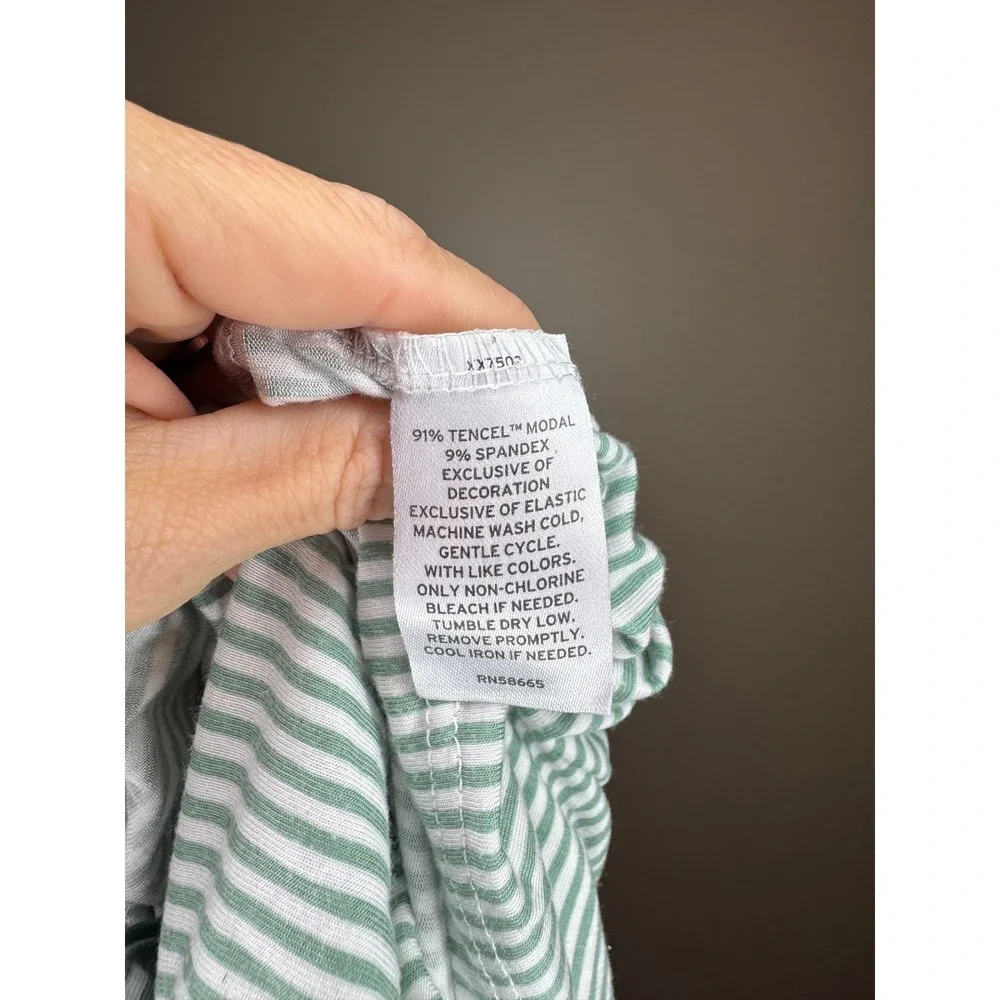 Nordstrom Womens XS Green White Skinny Stripe Modal Pajama Set 2PC NWT